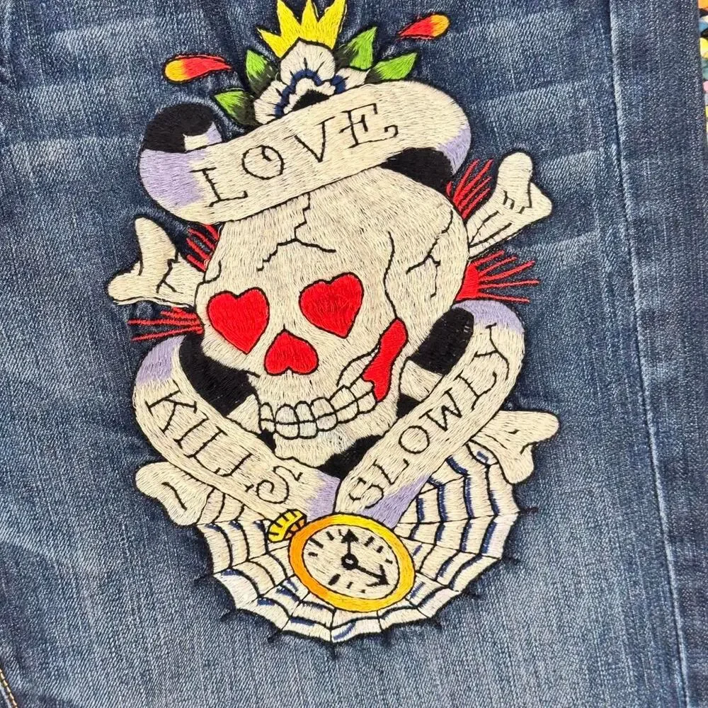 Vintage Y2K Ed Hardy Denim by Christian Audigier Bootcut Flared Blue Denim Jeans
